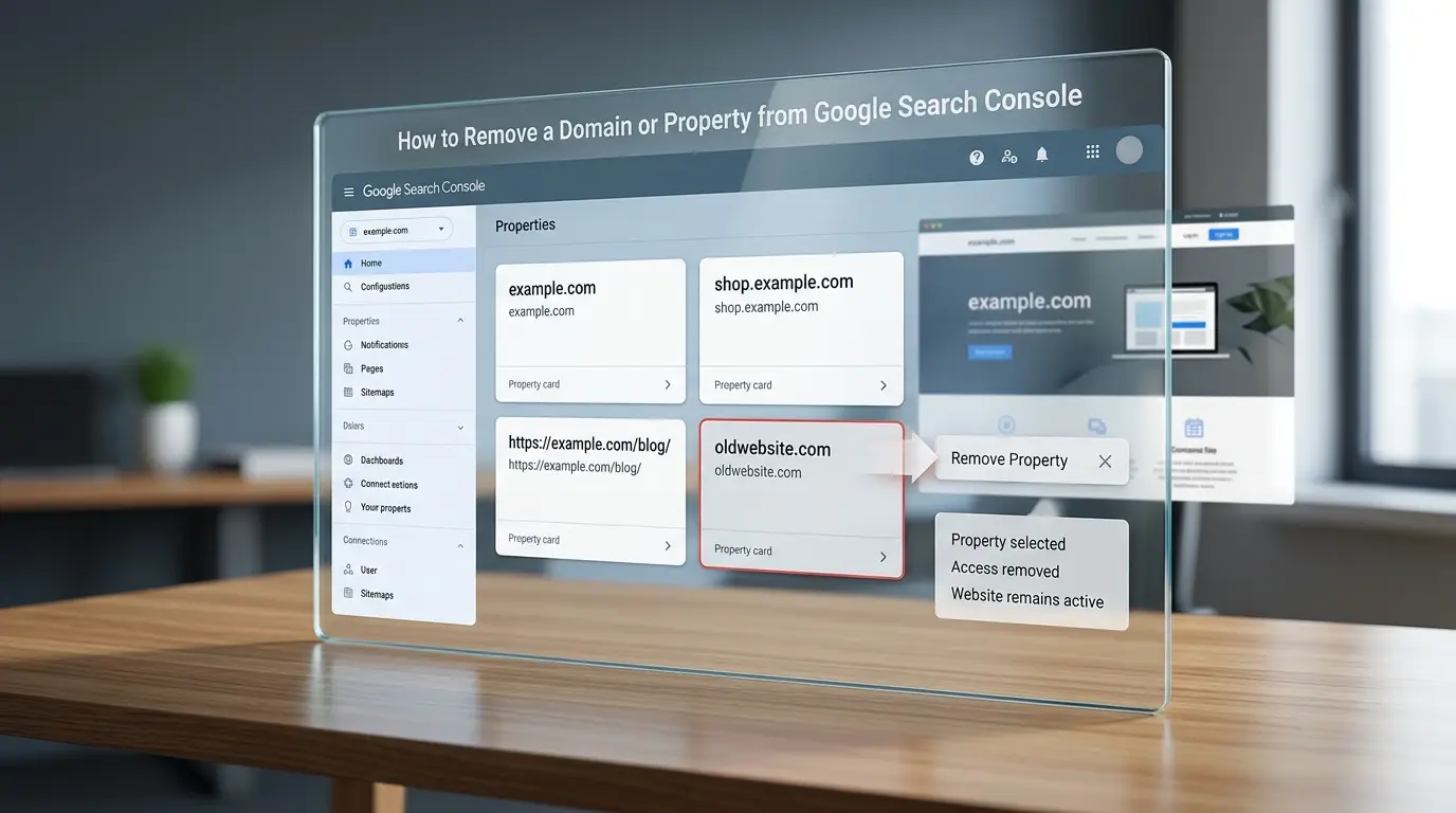 how to remove a domain from google search console | how to remove property from google search console